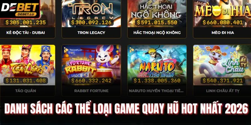 Danh sách các thể loại game quay hũ HOT nhất 2026